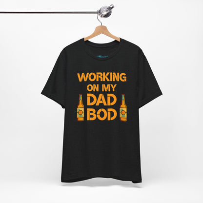 "Working On My Dad Bod" Funny Father's Day Tee with Beer Graphic