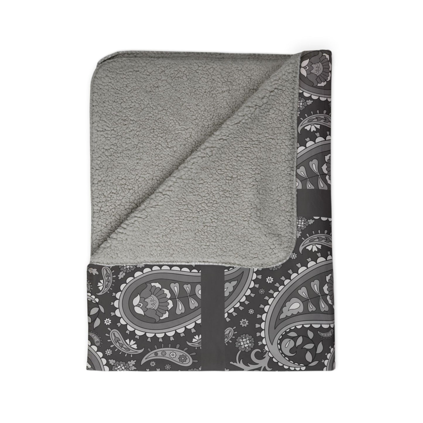 Gray Paisley Sherpa Fleece Blanket – Cozy Throw for Home