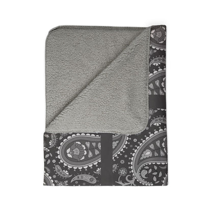 Gray Paisley Sherpa Fleece Blanket – Cozy Throw for Home