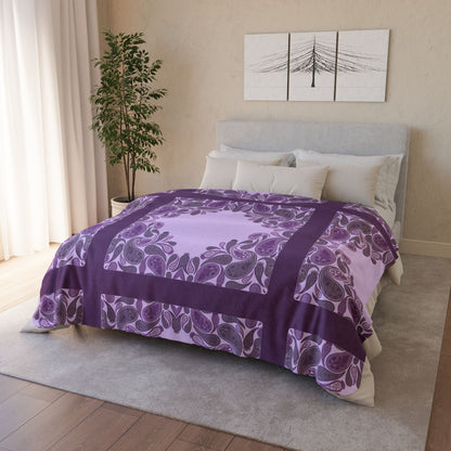 Purple Paisley Sherpa Blanket — Cozy Fleece Throw