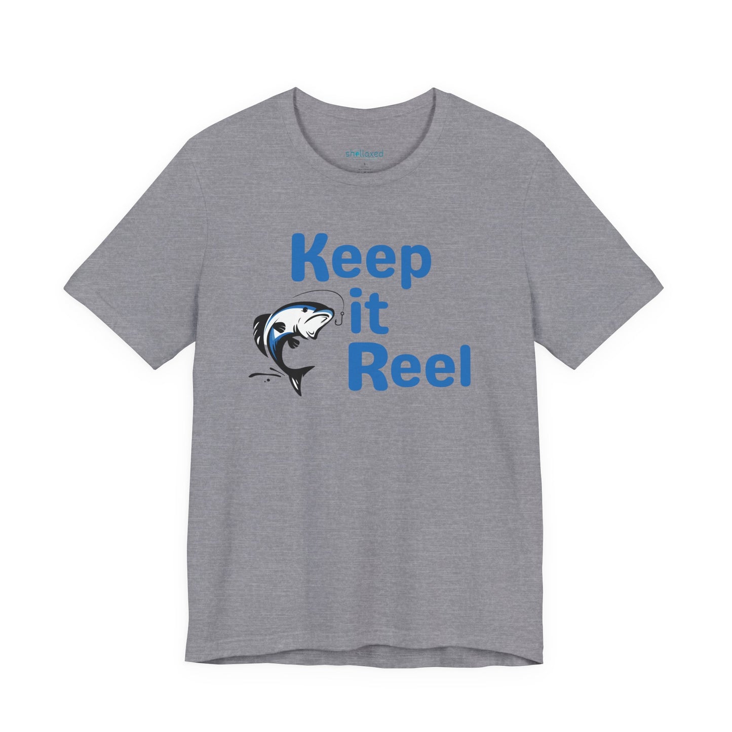 "Keep It Reel" Fishing T-Shirt — Funny Angler Tee with Jumping Fish Design